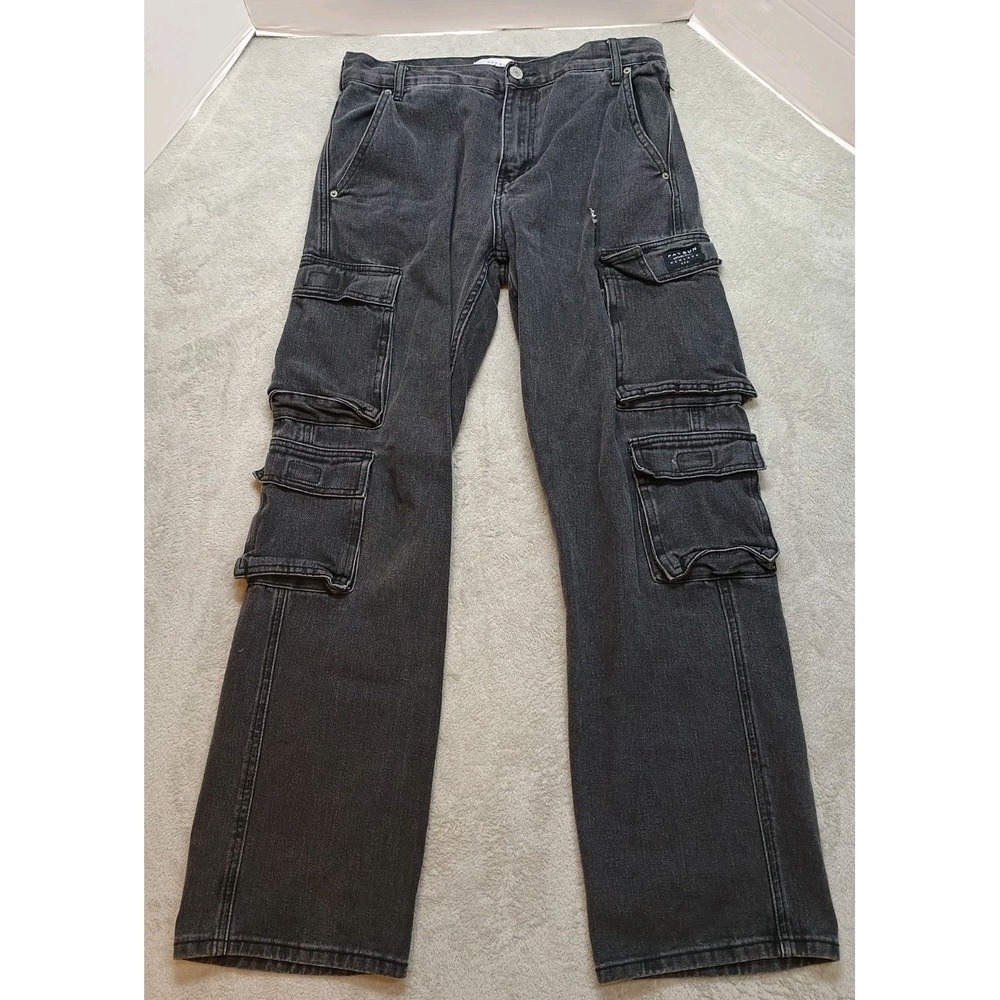 Pacsun Men's Cargo Black Baggy Jeans Cotton 30x32 Skater Y2K Style Hip Hop